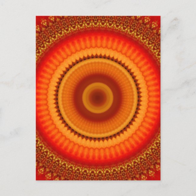 Orange und Gelbe Flora Mandala Postkarte (Vorderseite)