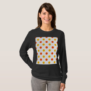 Orange und gelbe Punkte auf Weiß T-Shirt