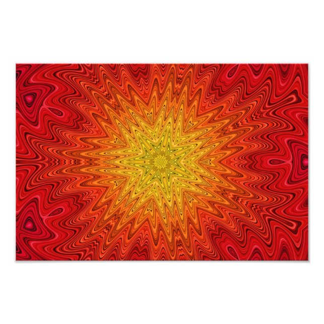 Orange und Gelbe Sonne/Star/Herz Mandala Fotodruck (Vorne)