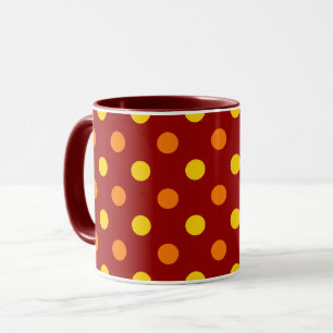 Orange und gelbe Tupfen auf Rot Tasse