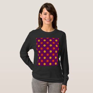 Orange und gelbe Tupfen Lila T-Shirt