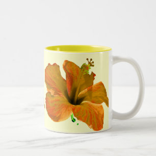 Orange und gelber Hibiskus Zweifarbige Tasse