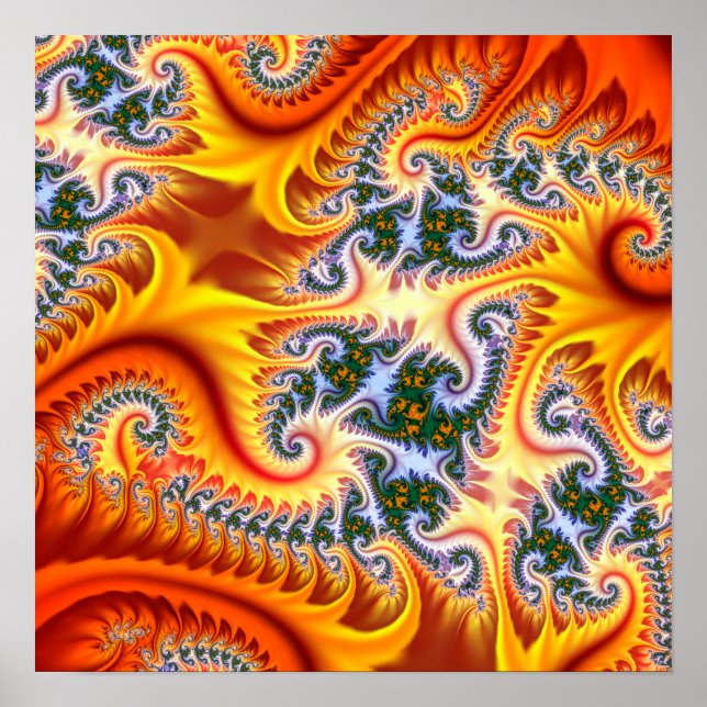 Orange und Gelbes Fraktal Zoom Poster (Vorne)