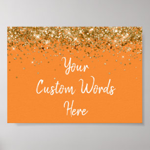 Orange und Gold Glitter Geburtstagsfeier Jubiläum Poster