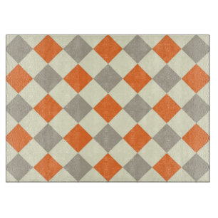 Orange und Grau kariert Schneidebrett