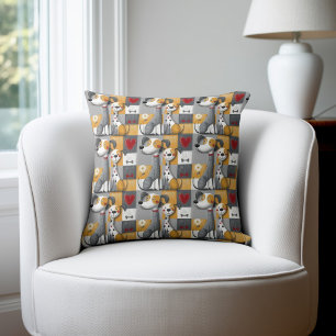 Orange und Grau Patchwork-Hundemuster Kissen