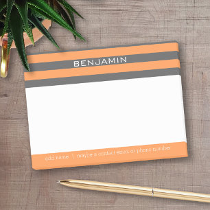 Orange und Grau Rugby Streifen mit Individuelle Na Post-it Klebezettel