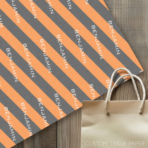 Orange und Grau Rugby Streifen mit Individuelle Na Seidenpapier