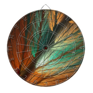 Orange und Gree Abstact Feather Fraktal Dart Board Dartscheibe