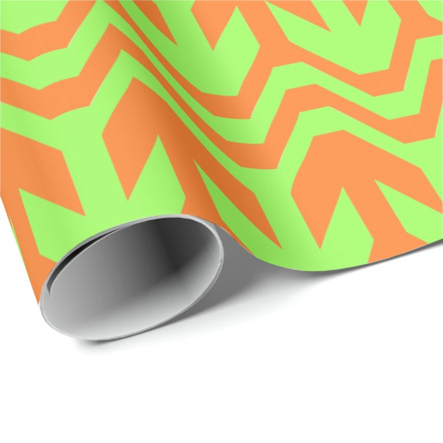Orange und Green Double Arrow Wave Muster Geschenkpapier (Rolleneckpunkt)