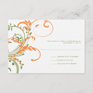 Orange und Green Double Floral Wedding RSVP