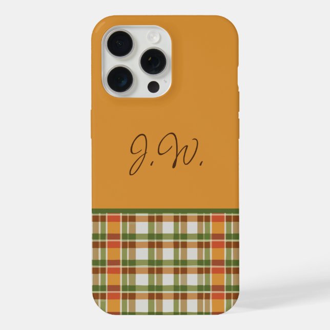 Orange und Green Gingham iPhone Hülle (Rückseite)
