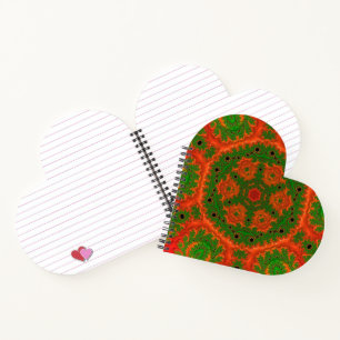 Orange und Green Kaleidoscope Heart Notebook Notizbuch