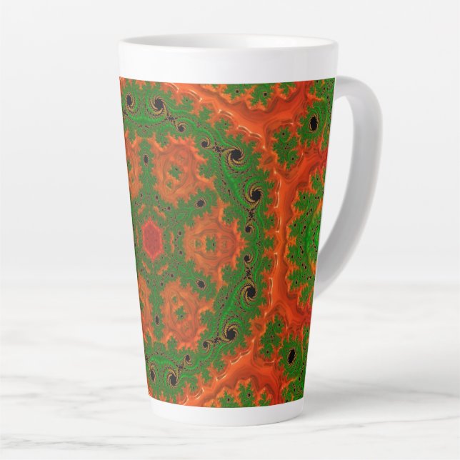 Orange und Green Kaleidoscope Latte Tasse (Rechte Ecke)