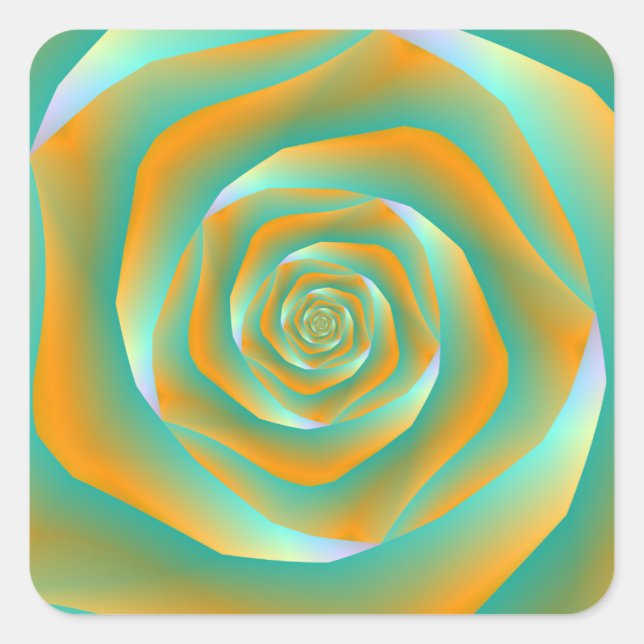Orange und Green Spiral Rose Aufkleber (Vorderseite)