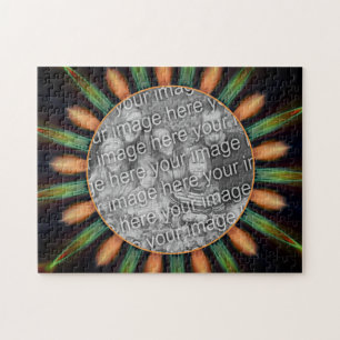 Orange und grüne Abstrakte Rahmen ergänzen Ihr Fot Puzzle