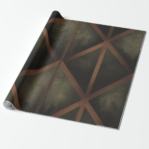 Orange und grüne Elegance Geometrisches Muster Geschenkpapier