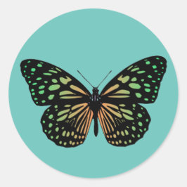 Orange und grüne Gepunktete Schmetterlinge Runder Aufkleber
