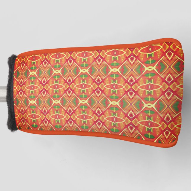 Orange und grüne Muster Golf Headcover (Vorderseite)