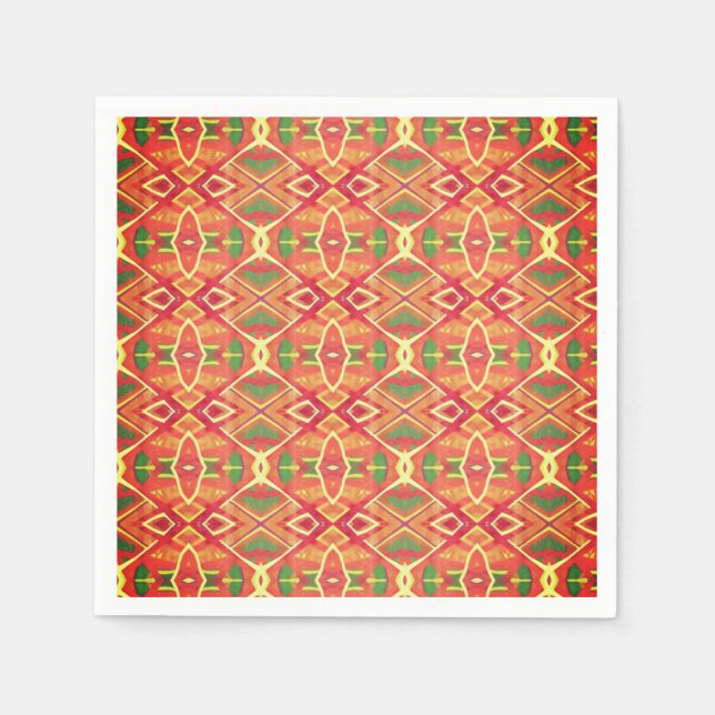 Orange und grüne Muster Serviette (Vorderseite)