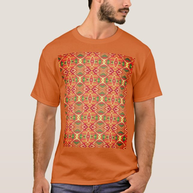 Orange und grüne Muster T-Shirt (Vorderseite)