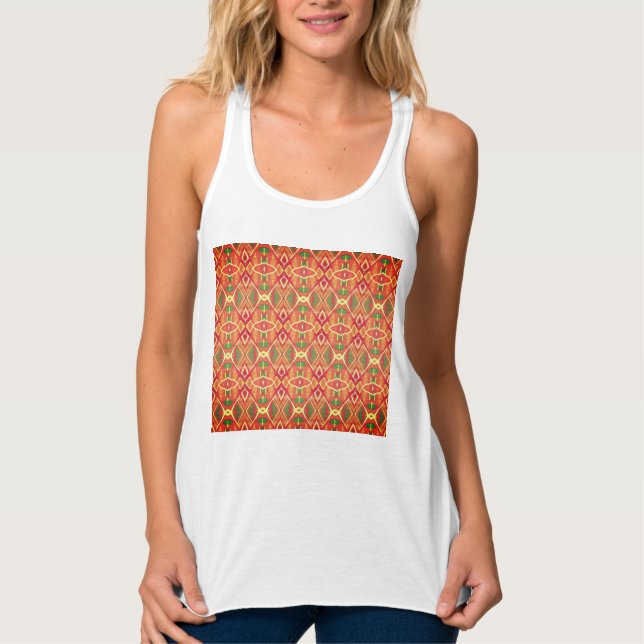 Orange und grüne Muster Tank Top (Vorderseite)