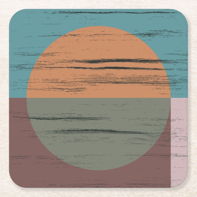 Orange und grüner Kreis Rechteckiger Pappuntersetzer (Vorderseite)