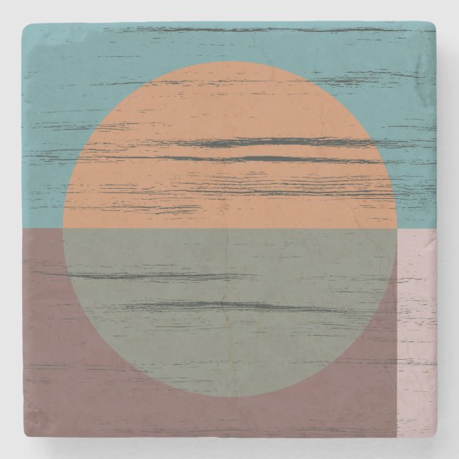 Orange und grüner Kreis Steinuntersetzer (Vorderseite)