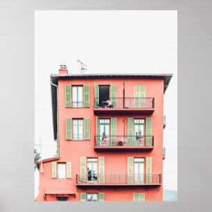 ORANGE UND GRÜNES 4-STÖCKIGES GEBÄUDE POSTER