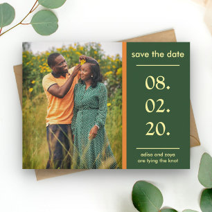 Orange und grünes afrikanisches Paar Save the Date Ankündigungspostkarte