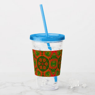 Orange und grünes Kaleidoskop Akryltumbler Acryltrinkbecher