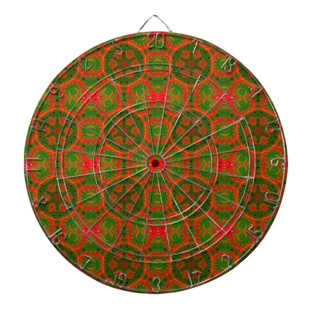 Orange und grünes Kaleidoskop Dartboard Dartscheibe (vorne)