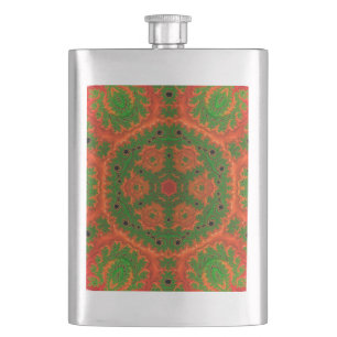 Orange und grünes Kaleidoskop, klassische Flasche Flachmann