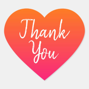 Orange und Hot Pink Ombre Wedding Vielen Dank Herz-Aufkleber