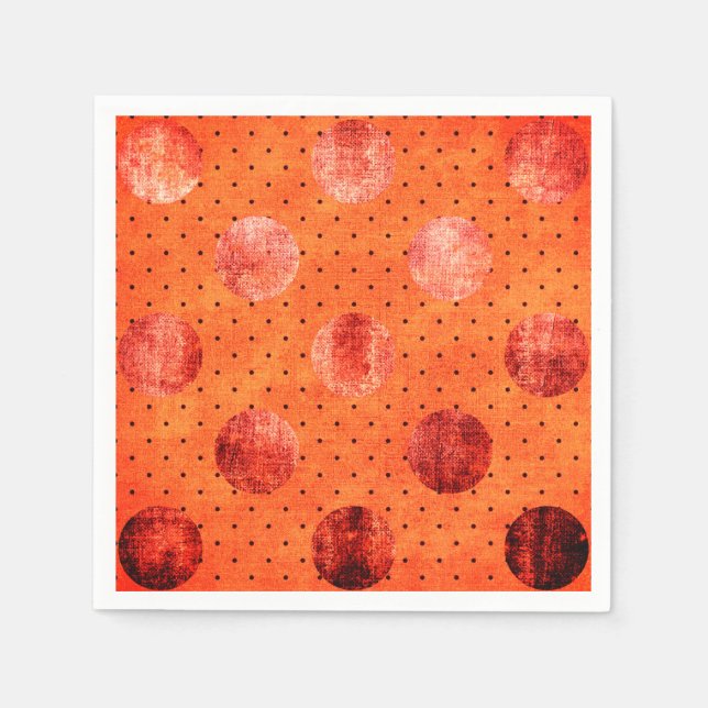 Orange und Kupfer-Polka-Dot-Serviette Serviette (Vorderseite)