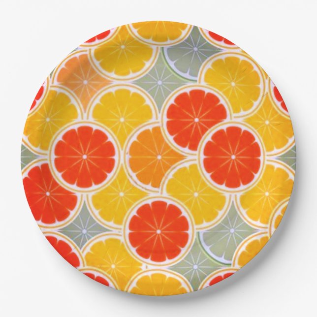 Orange- und Lemon-Scheiben-Party Pappteller (Vorderseite)