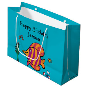 Orange und lila tropische Fische mit Seepferden Große Geschenktüte