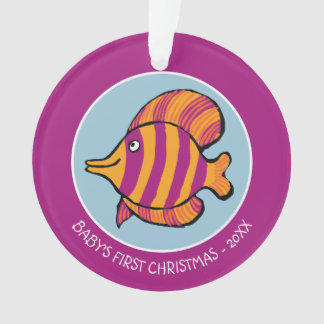 Orange und lila tropische Fische mit Seepferden Ornament