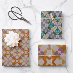 Orange- und Lila Wrapping Paper Blatt Set 3