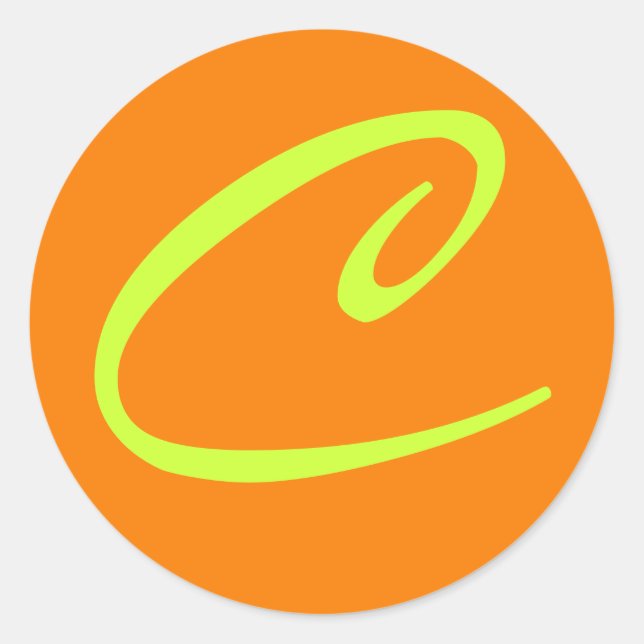 ORANGE- UND LIMON MONOGRAMM - ERSTE ZEIT C RUNDER AUFKLEBER (Vorderseite)