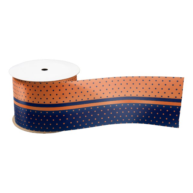 Orange und Navy Blue Polka Dots Satinband (Spule)