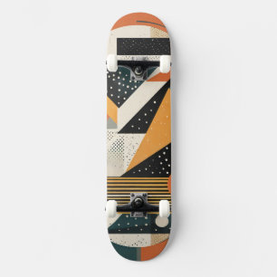 Orange und ockerfarbene geometrische Formen Skateboard