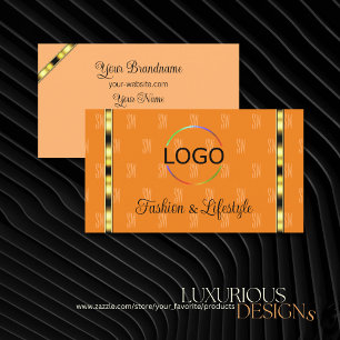 Orange und Peach Chic mit Gemusterten Logobriefen Visitenkarte