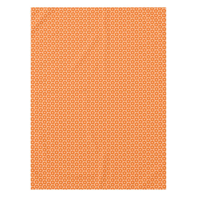 Orange und Peach Retro 60er Blumenmuster  Tischdecke (Vorderseite)