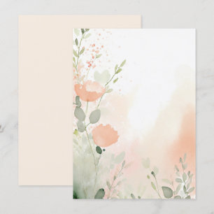 Orange und Pfirsich Aquarell Blumen Hochzeit leer Einladung