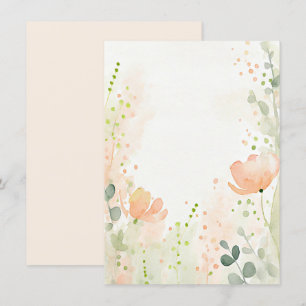 Orange und Pfirsich Aquarell Blumen leere Hochzeit Einladung