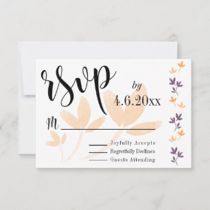 Orange- und Pflaumenblätter hübsche Typografie-RSV RSVP Karte
