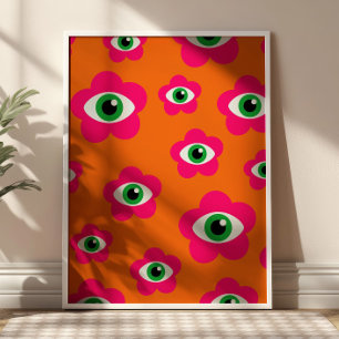 Orange und Pink BOHO Böse Eyes Poster