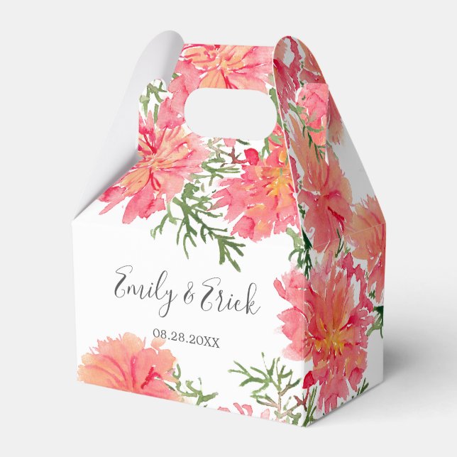 Orange und Pink Dahlia Blume Hochzeit Geschenkschachtel (Vorderseite)