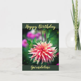Orange und Pink Dahlia Blume Persönlicher Geburtst Ankündigung